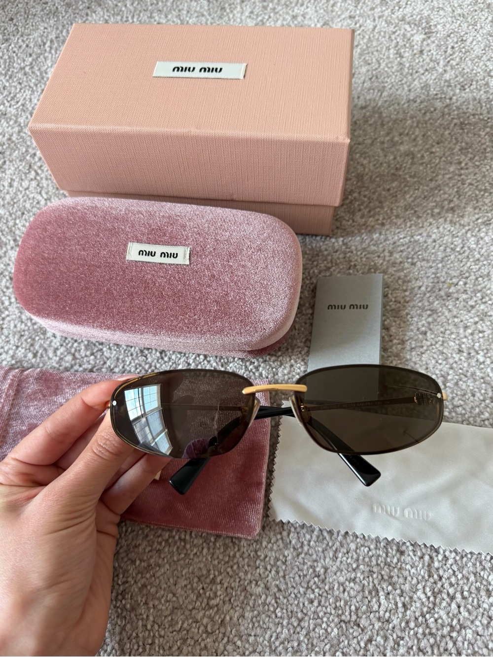 Miu Miu Oval Sunglasses with Pink Velvet Case